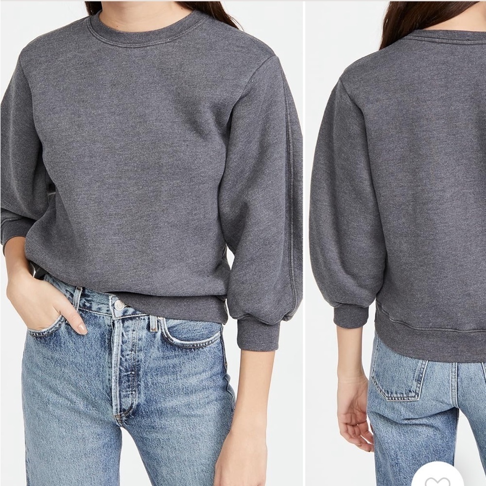 Agolde Thora 3/4 Sleeve Sweatshirt in Graphite Heather Size Medium
